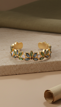 Lotus Gemstone Cuff Bracelet in Malachite