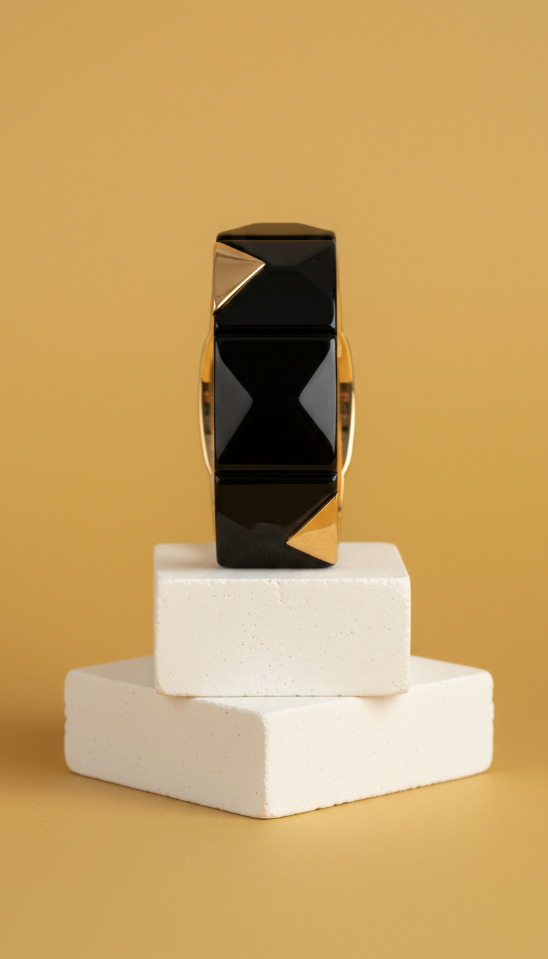 Black Onyx Geometric Cuff Bracelet