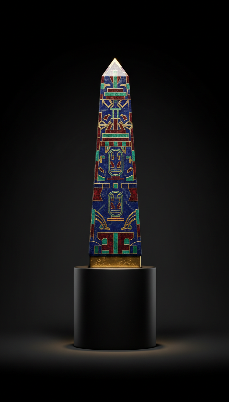 Lapis Inlaid Obelisk Sculpture