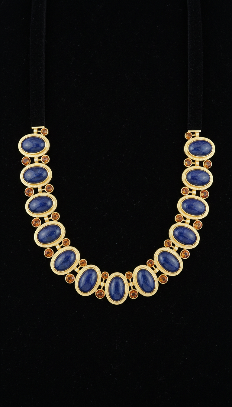 Solar Gold Lapis Collar Necklace