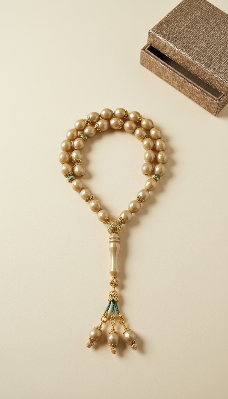 Soft Gold ornate 33-bead artisan misbaha