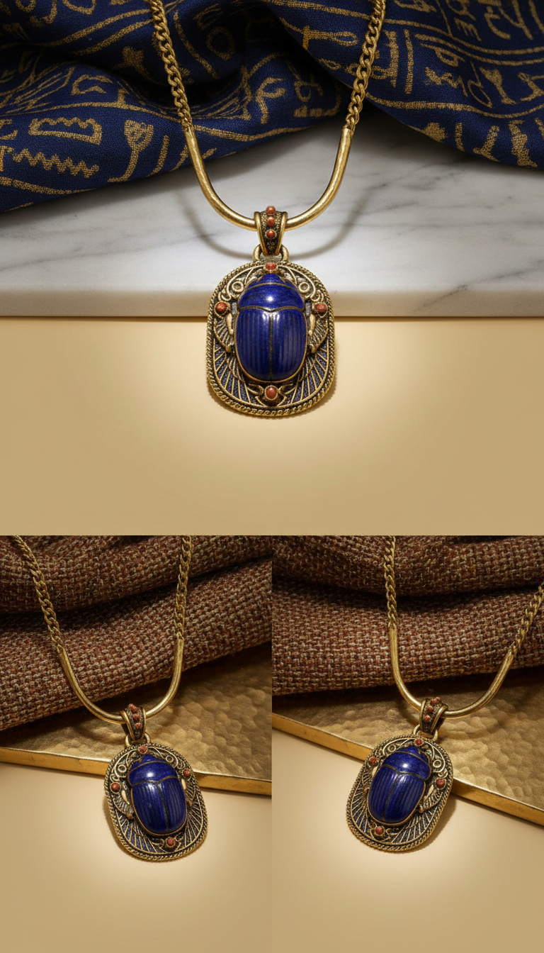 Lapis Scarab Pendant Necklace