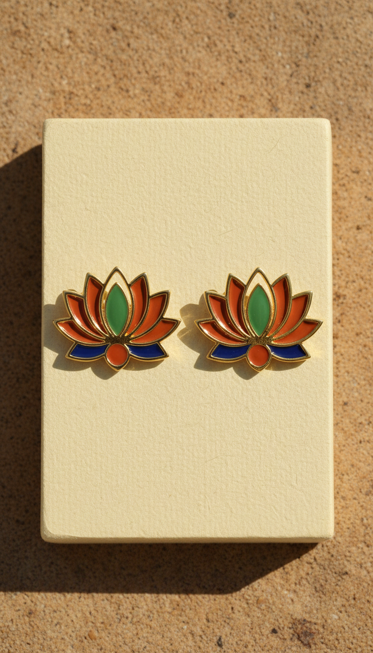 Lotus Motif Gold-Plated Earrings