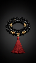Onyx & Gilded Brass Prayer Beads