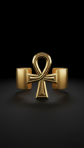 Ankh Motif Gold Cuff Bracelet