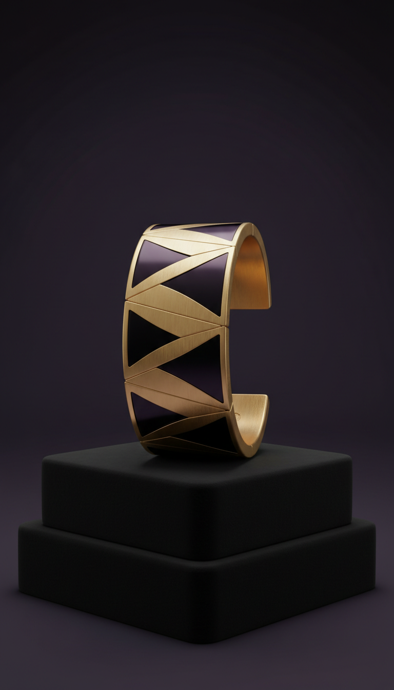 Onyx and Gold Cuff Bracelet