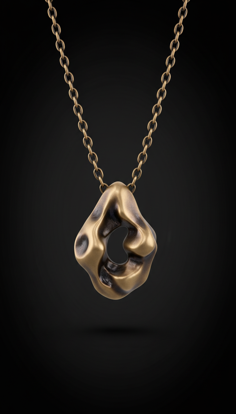 Smoked bronze sculptural pendant necklace