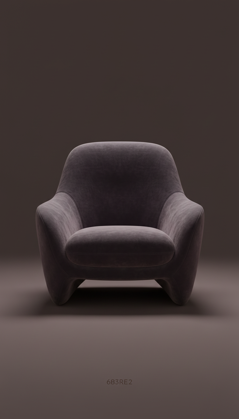 Velvet Lounge Chair With Sculptural Silhouette