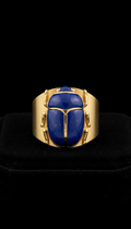 Lapis Scarab Statement Ring