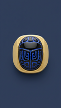 Obsidian Scarab Signet Ring