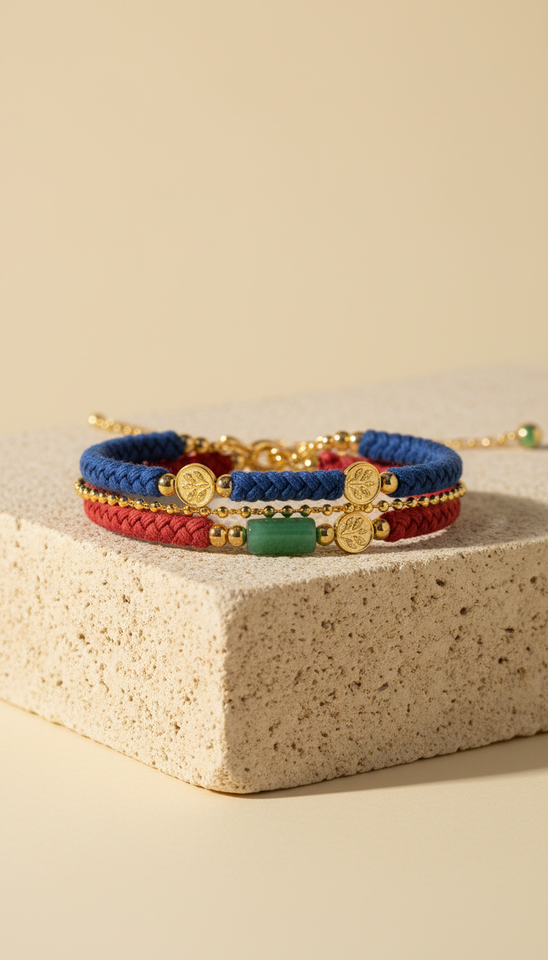 Carmine and Lapis Layered Bracelet Set