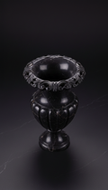 Black Marble Vase With Ornate Rim