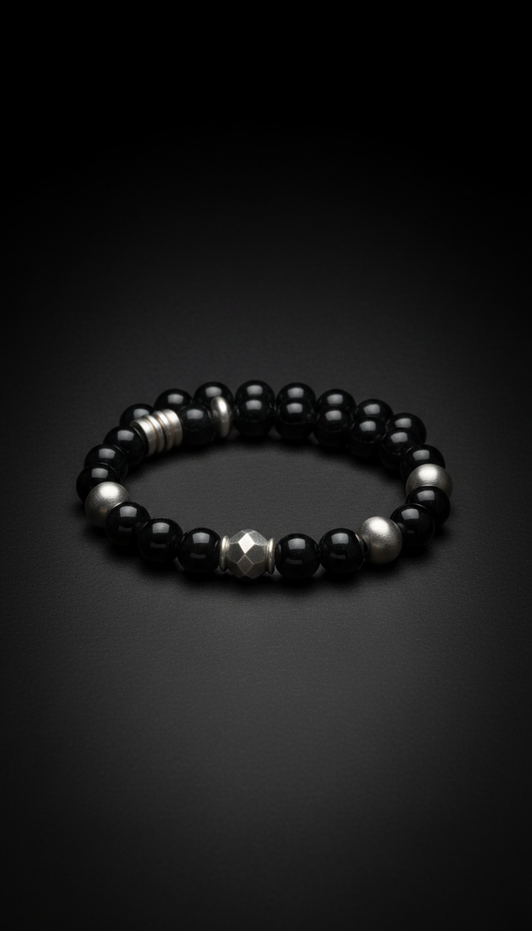 Obsidian and Silver Prayer Beads