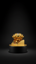 Gold Lotus Incense Holder with Ornate Base