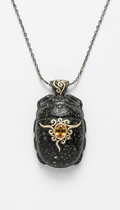 Granite Black Scarab Pendant Necklace