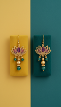Lotus Motif Earrings in Bold Enamel