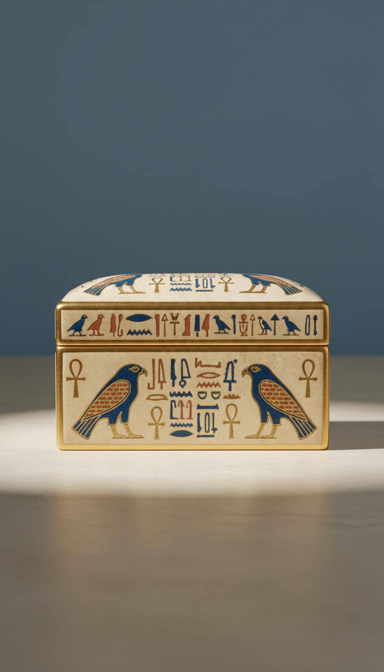 Hieroglyph Marble Trinket Box