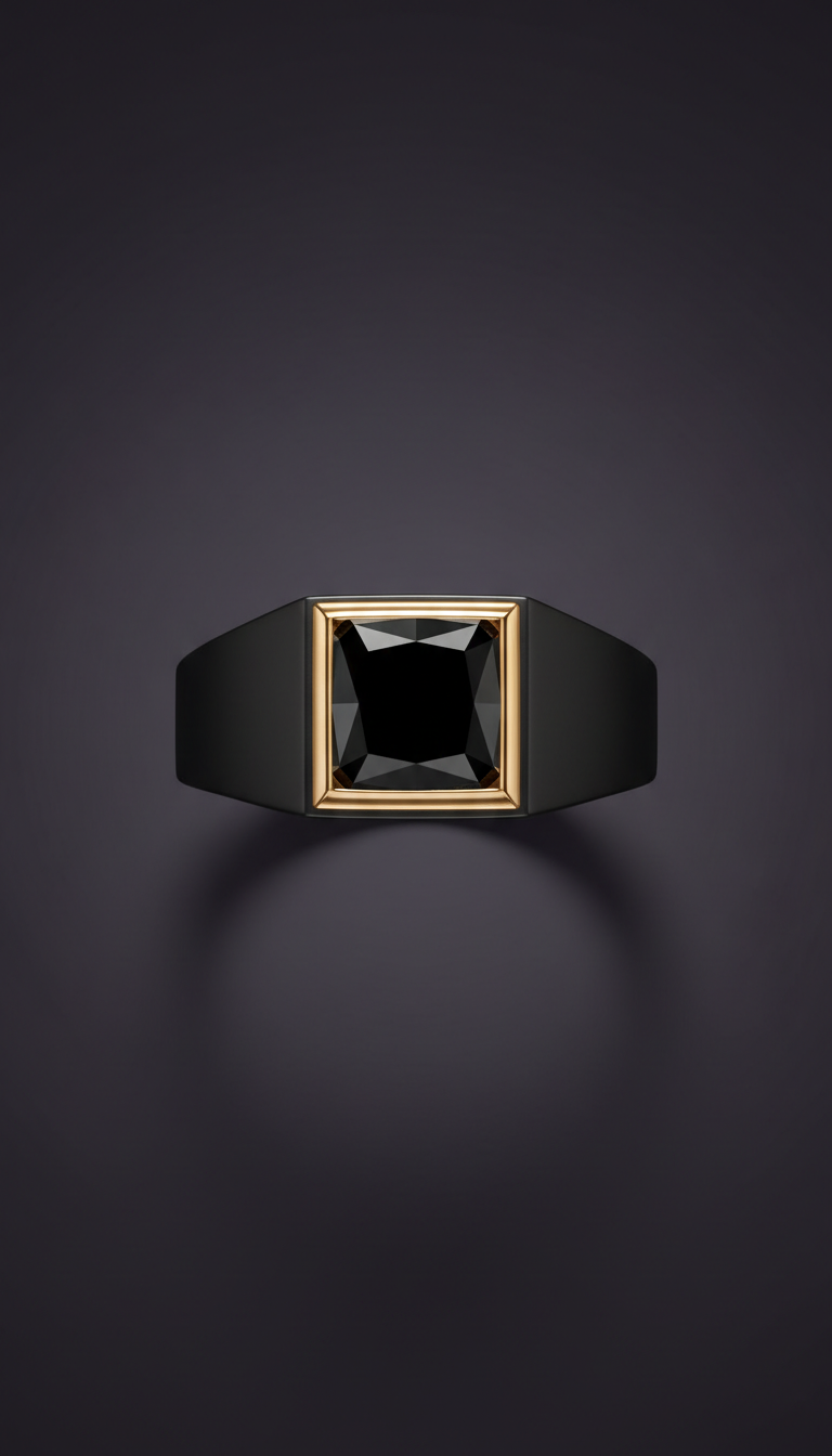 Black Diamond Signet Ring
