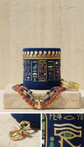 Velvet Jewelry Pouch with Hieroglyphic Motif