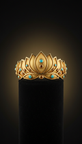 Crown Gold Lotus Cuff Bracelet