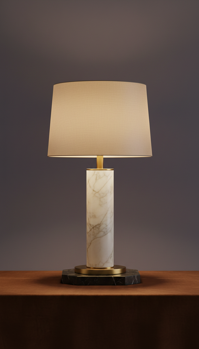 Marble And Brass Table Lamp
