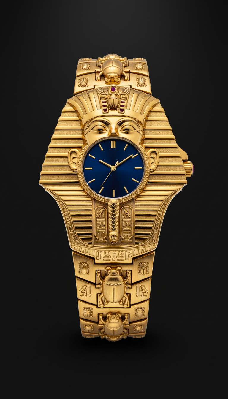 Oversized Pharaoh Watch Gold Detailing