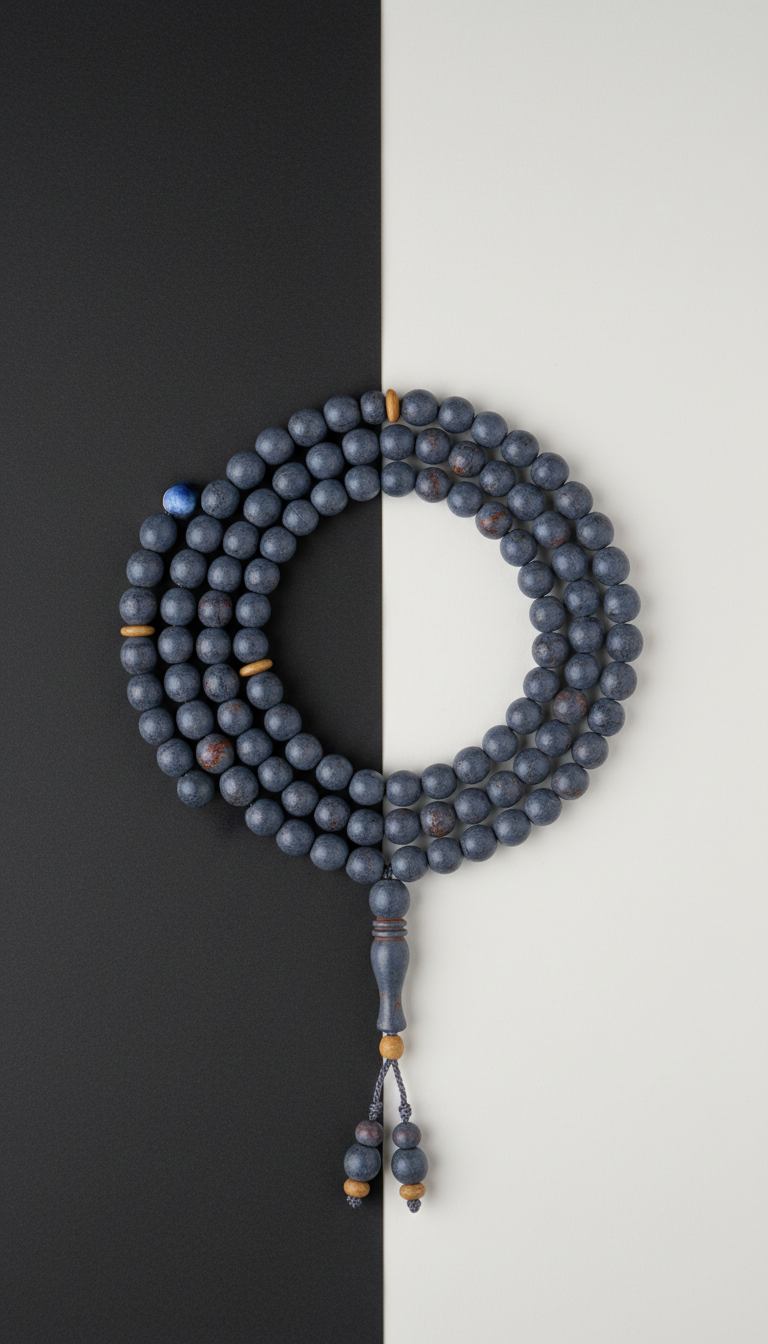 Blue Lotus misbaha in Glass Beads