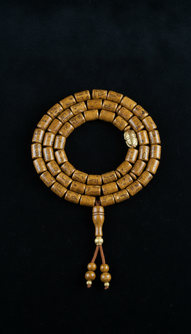 Pharaoh Gold hand-carved stone misbaha