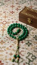 Palm Emerald Glass Misbaha Gold Accents