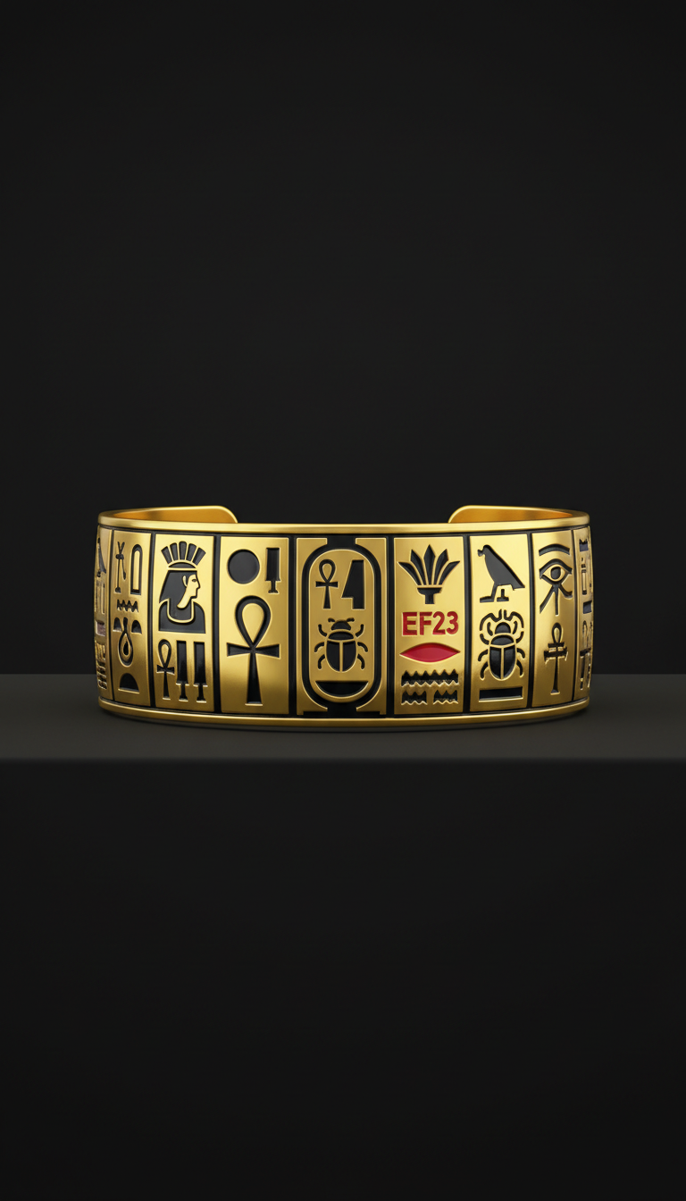 Hieroglyph Engraved Cuff Bracelet