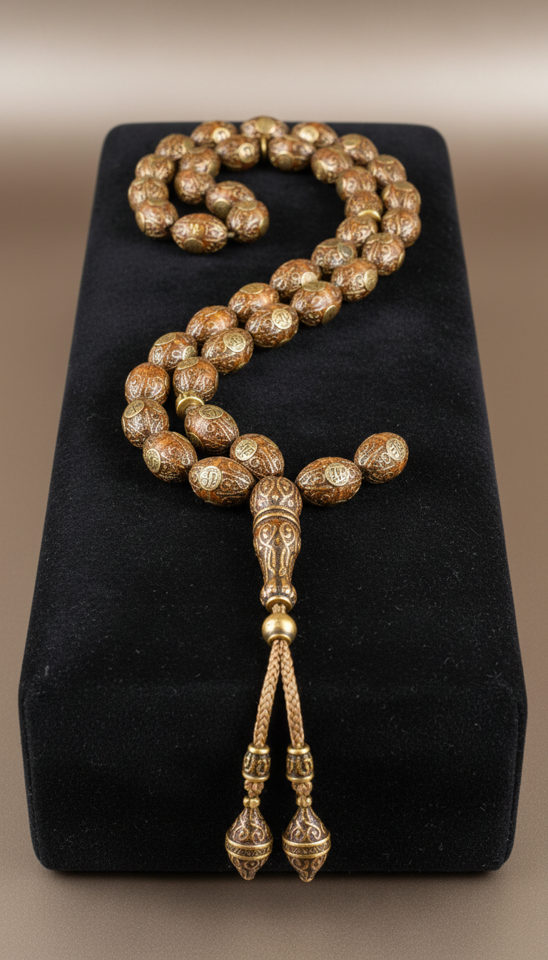 Bronze Relic Brass-Inlaid Misbaha