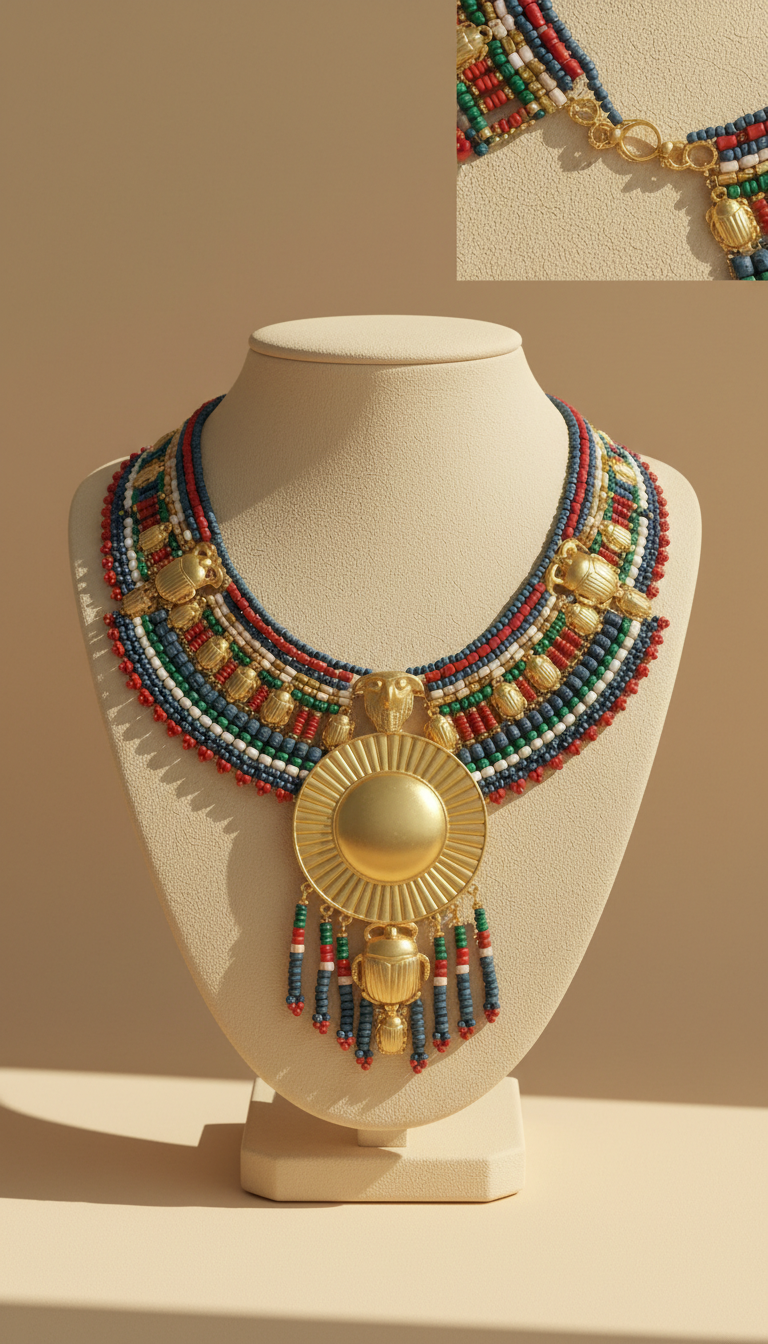 Pharaonic Beaded Statement Necklace