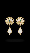 Papyrus White and Gold Lotus Drop Earrings
