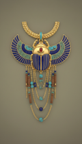 Scarab Statement Necklace with Blue Enamel
