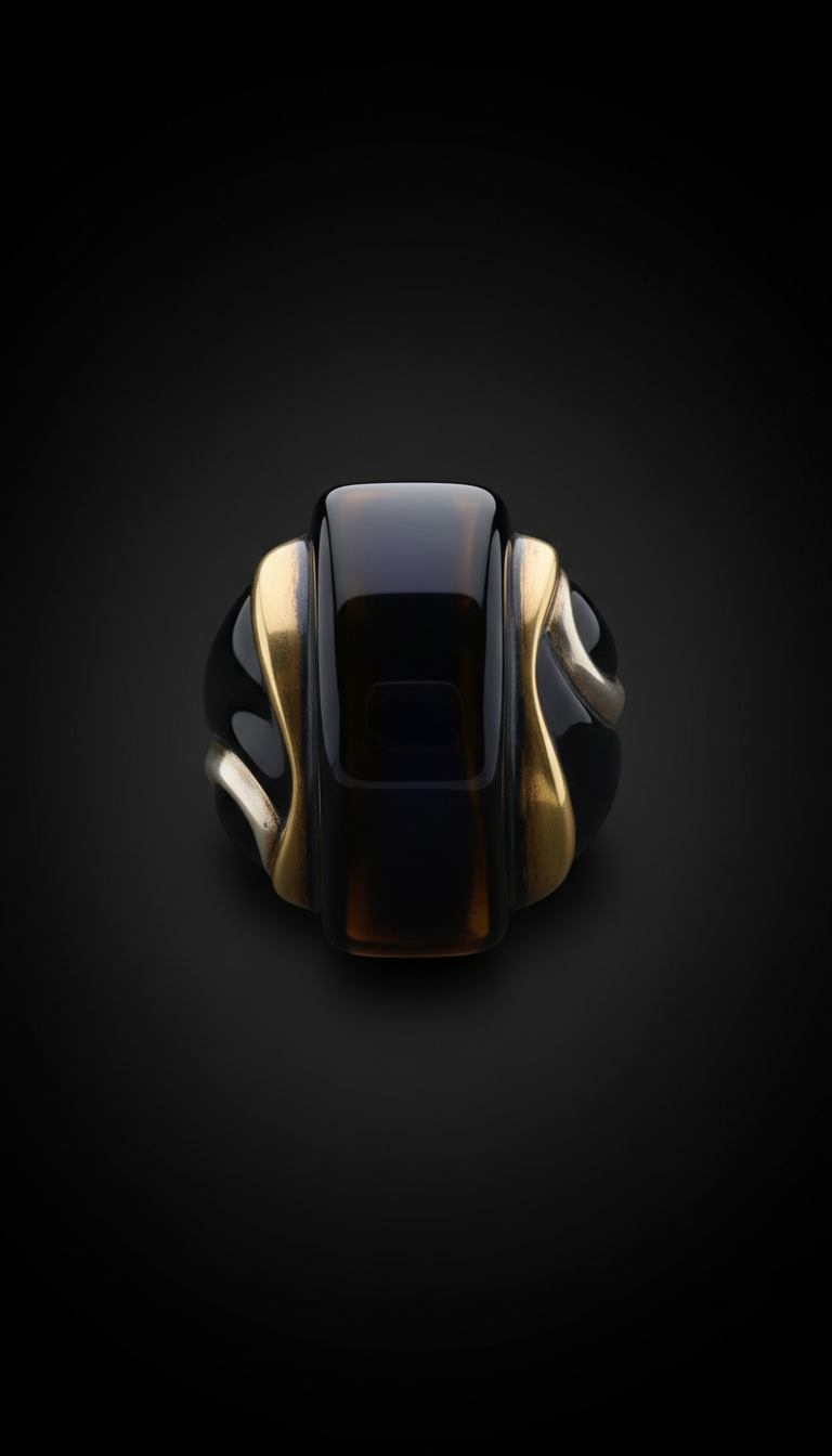 Obsidian black statement ring