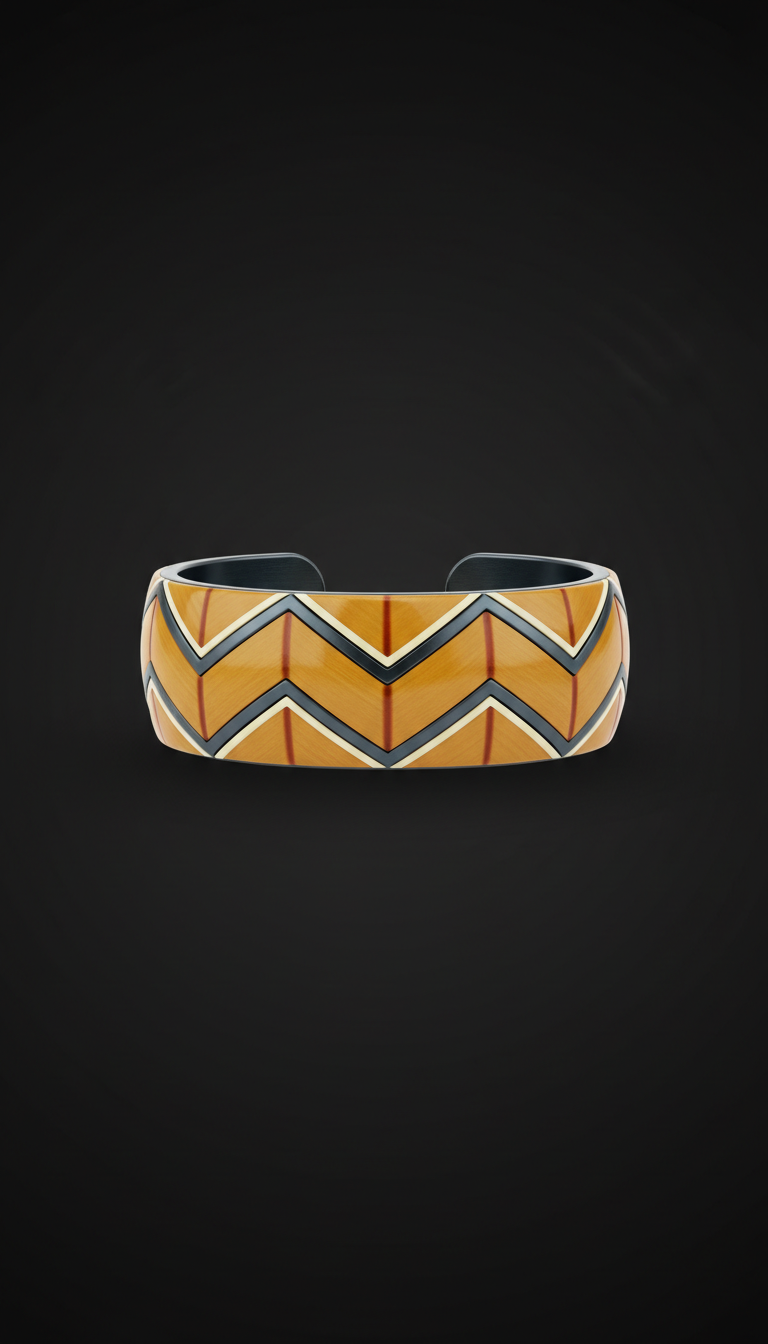 Amber Ochre Chevron Cuff Bracelet
