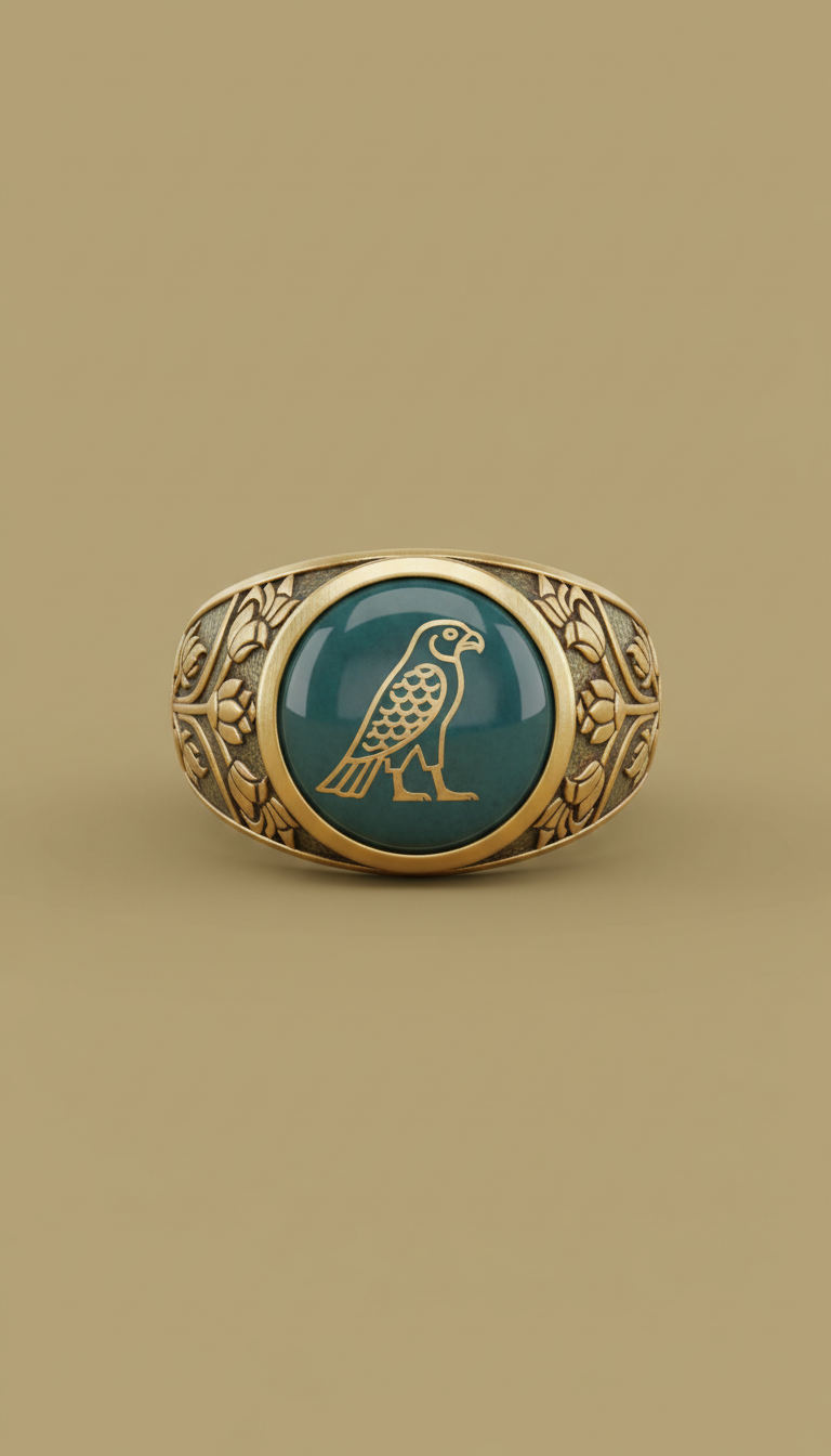Engraved Signet Ring with Nile Motif