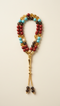 Mixed Gemstone 99-Bead Misbaha with Gold Accents