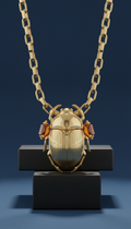 Solar Gold Scarab Statement Necklace