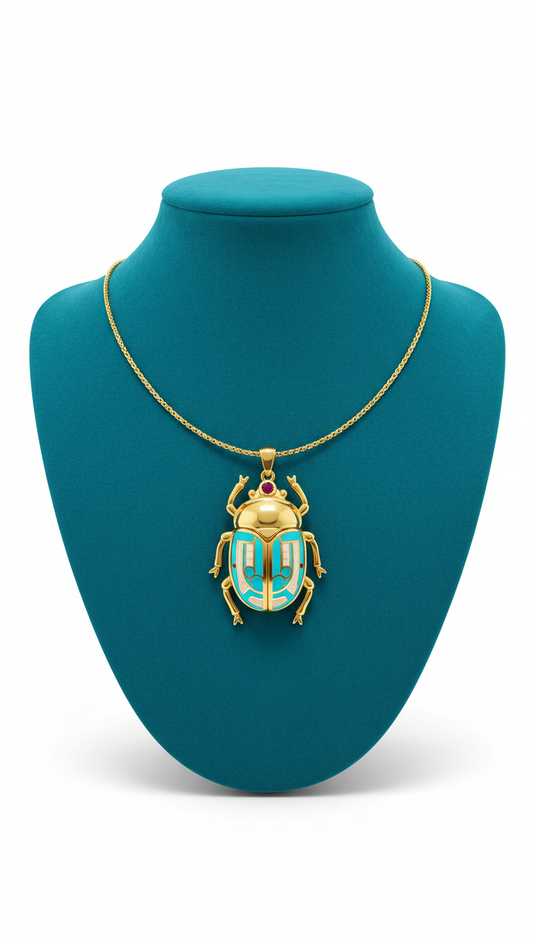Vivid Gold Scarab Necklace