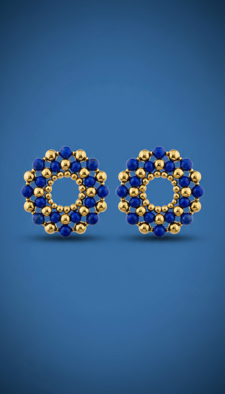 Lapis and Gold Bead Earrings