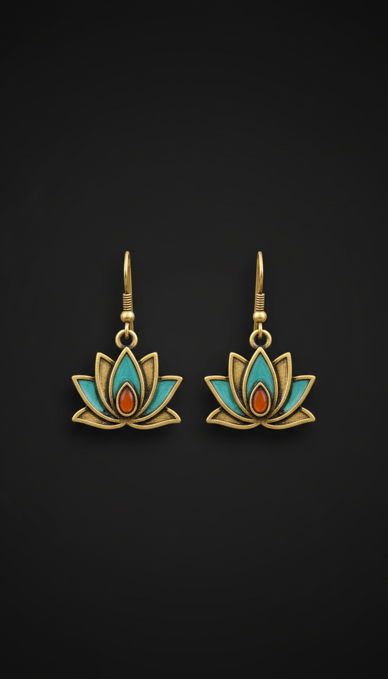 Pharaonic Lotus Drop Earrings