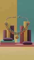 Pharaonic Bead Necklace with Gold Accents